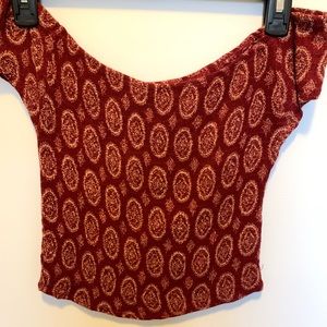 brandy Melville smocked off the shoulder crop top!